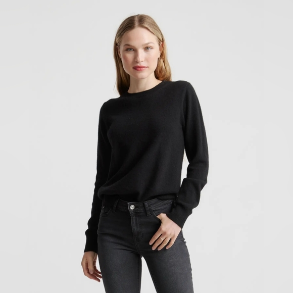 New Quince Mongolian Cashmere Crewneck Sweater Black Sz S - Picture 1 of 13